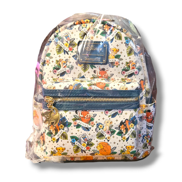 NWT Loungefly Lion King AOP Tattoo Floral Mini Backpack - Picture 8 of 8